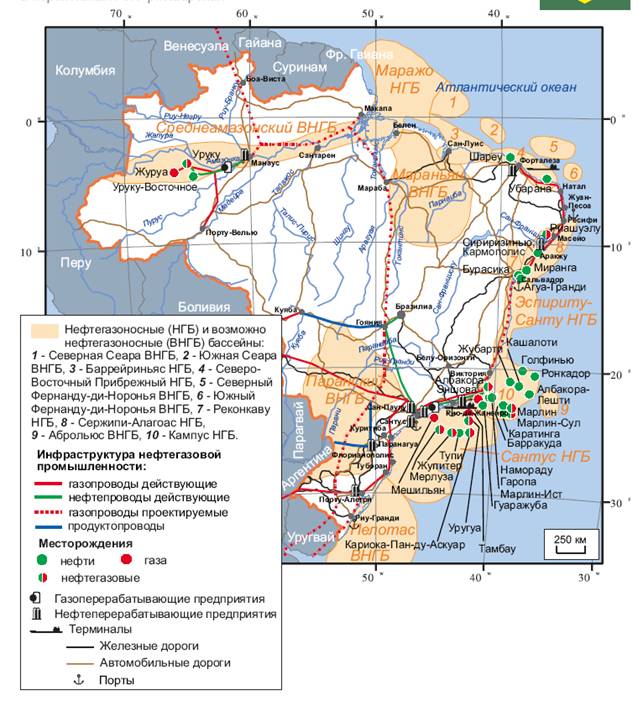 Схема размещения объектов нефтегазовой
промышленности Бразилии *** Размер изображения уменьшен. Нажмите, чтобы увидеть полноразмерное изображение с полным качеством