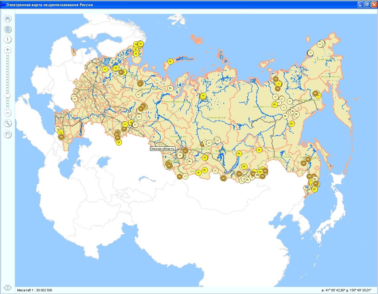 Информационная система «Интерактивная электронная карта недропользованияРоссии по основным видам полезных ископаемых»